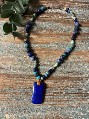 Handcrafted Blue lapis & TurquoiseBeaded Women's Necklace